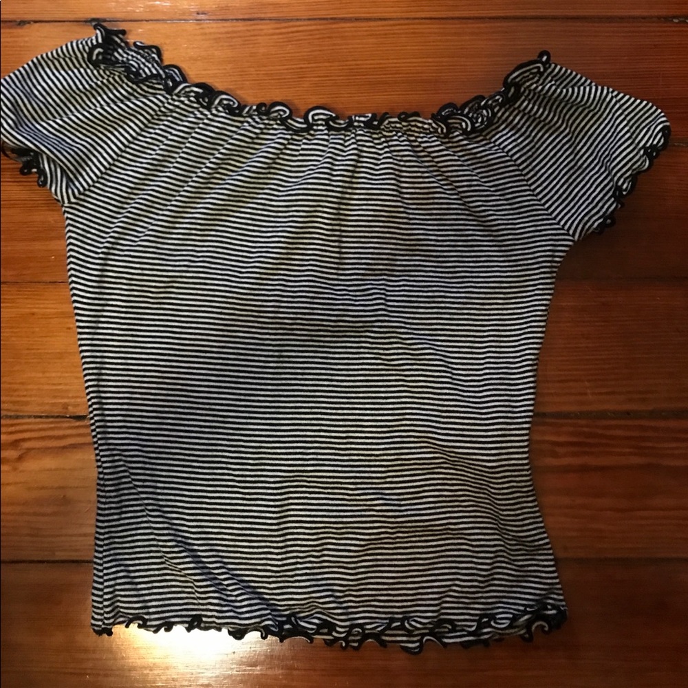 Black and white striped crop top